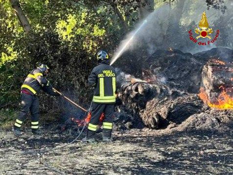img of Violento incendio in un campo di grano a Fiumana