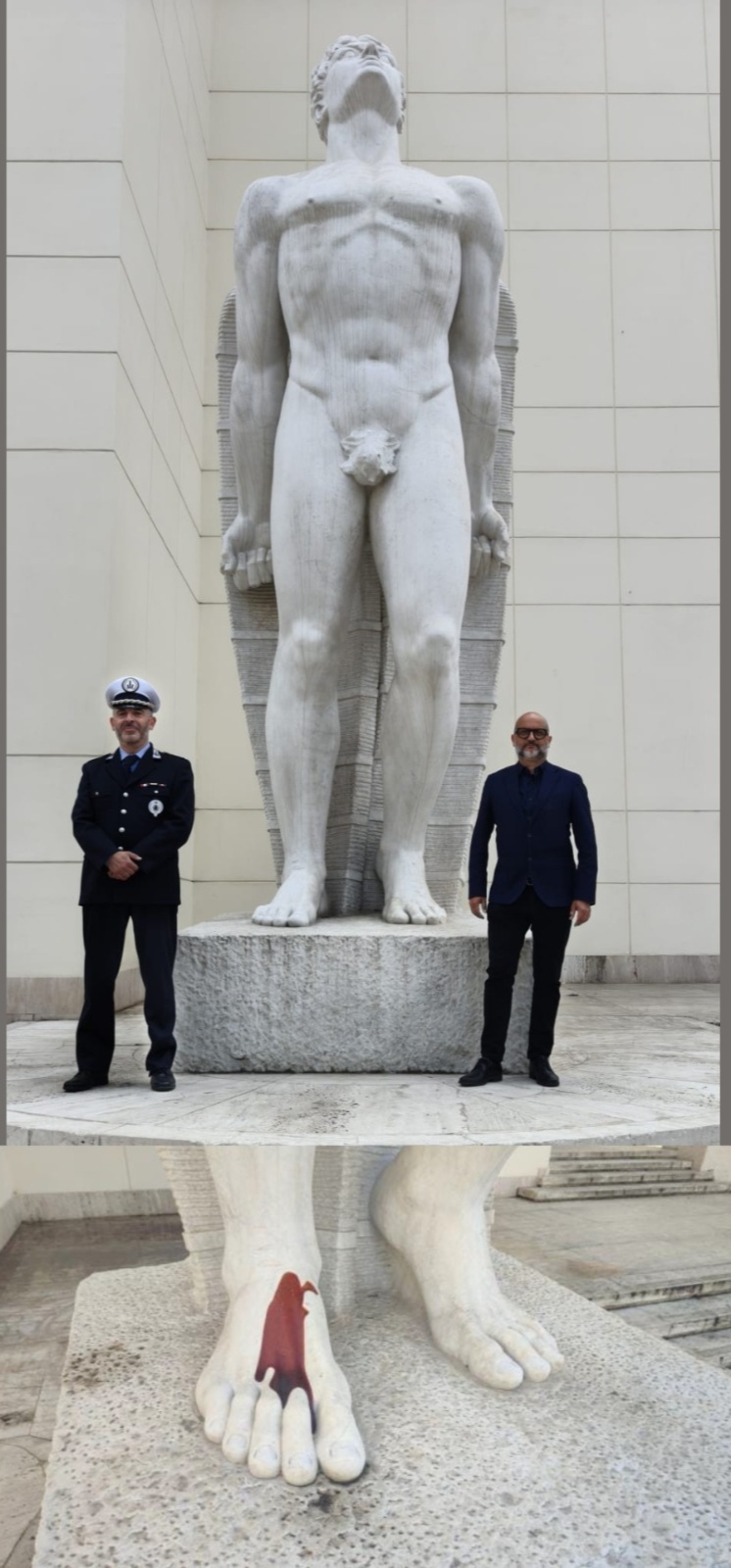 Individuato dalle telecamere l’autore dell’imbrattamento della statua di Icaro