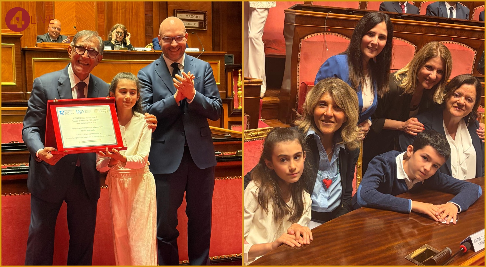 La IV della scuola primaria Matteotti premiata al Senato per il concorso “Tracce di Memoria”
