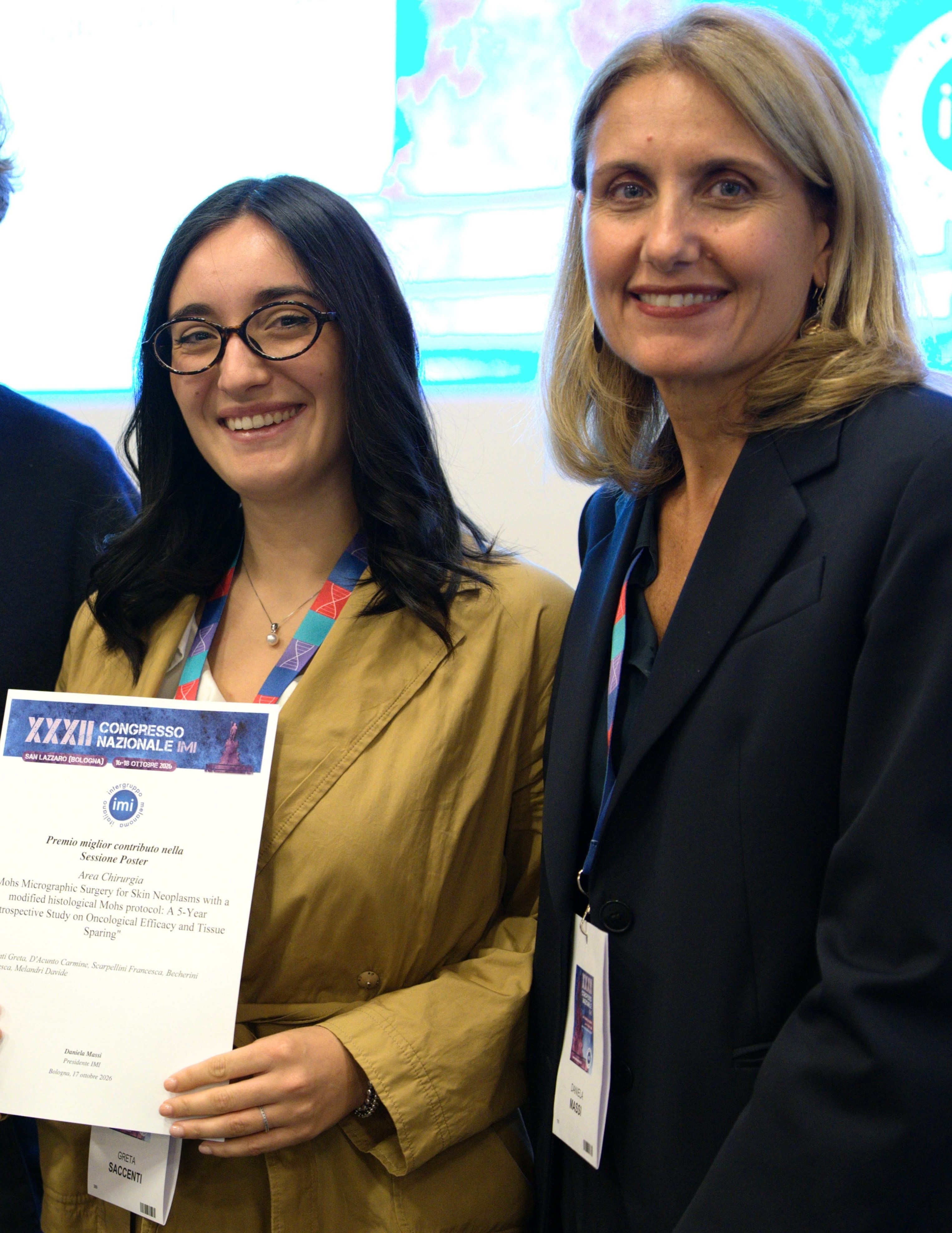 Congresso IMI, premiato il lavoro di Greta Saccenti sulla chirurgia dei tumori cutanei
